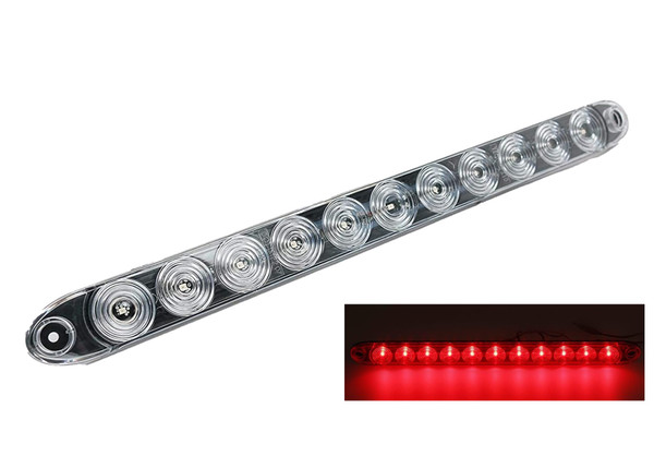 15" Clear Red Multi-function Stop Turn Tail Marker Trailer Light LED Bar Truck Waterproof USA Made