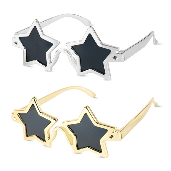 Snimoln Star Shape Sunglasses - 2 PCS Pentagram Glasses for Graduation Grad Party Prom Photos Props Frame Fancy Eyeglasses for Girls Boys Women