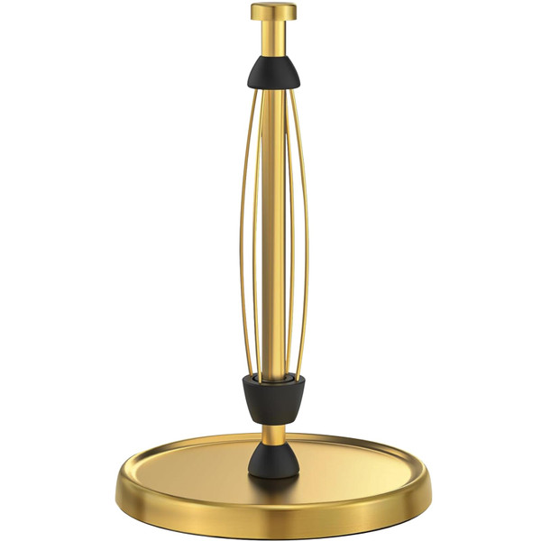 Paper Towel Holder Countertop, Gold Kitchen Accessories Decor, Stainless Steel, Weighted Base, Gold, Paper Towel Roll Holder Stand with Ratchet Mechanism for Kitchen Bathroom Farmhouse Essentials