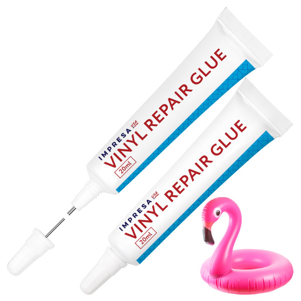 Impresa Liquid Vinyl Repair Glue - Flexible Adhesive for Liquid Pool Toy Repair - Air Mattress Patch Kit for Sealing Punctures - Precision Applicator for Vinyl Seam Sealant - Pack of 2, 20 ml Each
