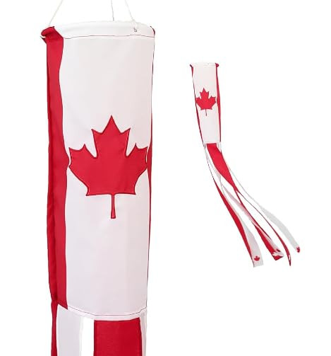 Madrona Brands Canada Flag Windsock | Durable Outdoor Hanging Decoration | Yard, Garden, Patio, Deck and More | 48 Inch
