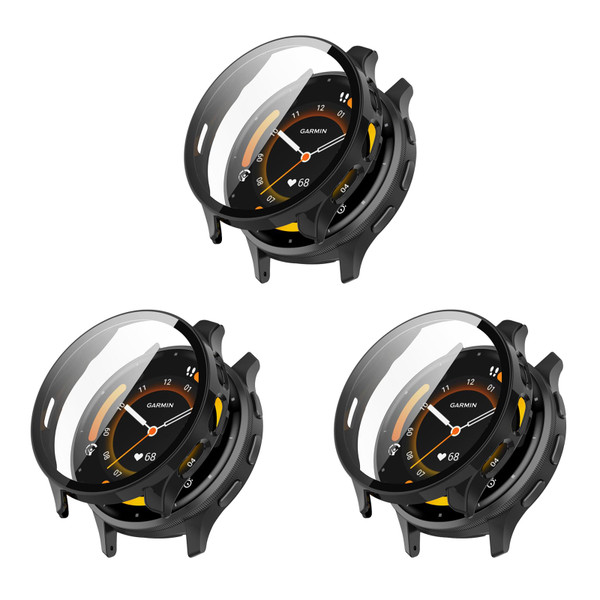 PC Case Intended for Garmin Venu 3/Venu 3s Cover, Temper Glass Screen Protector Bumper Ultra-Thin Full Cover Intended for Garmin Venu 3/Venu 3s Smartwatch Accessories (venu 3s, 3*Black)