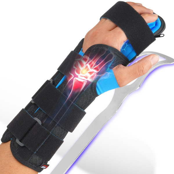 FEATOL Resting Hand Splint Stroke Hand Night Immobilizer with Removable Splints- Pain Relief For Carpel Tunnel, Stroke Recovery, Arthritis, Tendinitis-Functional Support Wrist Finger Brace-Left Medium-For Men and Women