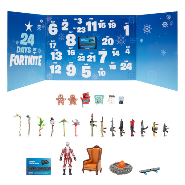 Fortnite 24 Days of Winterfest Advent Calendar - 4-Inch Figure with Weapons and Accessories plus Code for Bonus Virtual Item