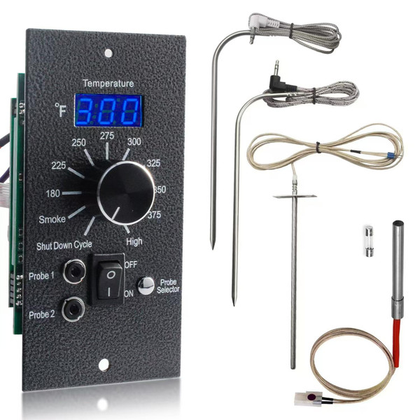 Digital Thermostat Control Board Kit for Traeger Pro Series 20 22 34, BAC365 Control Board Compatible with Most Traeger Pellet Grills (Except PTG), with RTD Temp Probe,2pcs Meat Probe, Igniter Hot Rod