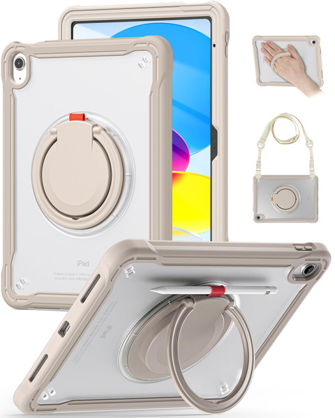 BRAECN for iPad (A16) 11th/10th Generation Case 11 inch 2025/10.9'' 2022 Handle Protective Cover 360 Rotating Ring Stand, Shockproof Dropproof Case for Kids Kickstand & Pencil Holder & Shoulder Strap