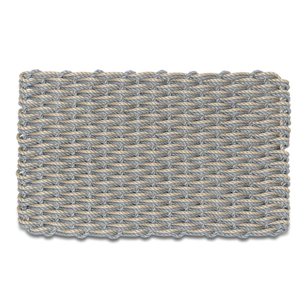 Wicked Good Doormats Outdoor Door Mat, The Original Lobster Rope Doormat, All Weather Mats, Woven Door Mat from Nautical Rope, Front Door Welcome Mats, (Silver/Dark Tan Double Weave, 18 x 30)