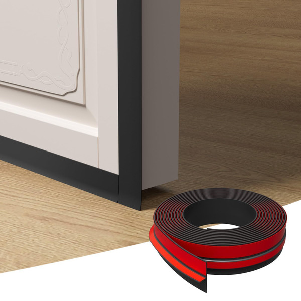 Elvone T-Shaped Door Draft Stopper, 1.97 in x 20 Ft Silicone Seal Strip for Windows Gaps, Weather Stripping Seal Strip Shower Sweep, Black