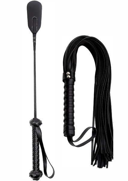 Adult Crop and Faux Leather Whip for Cosplay, Whips for Adults Couples Black Set
