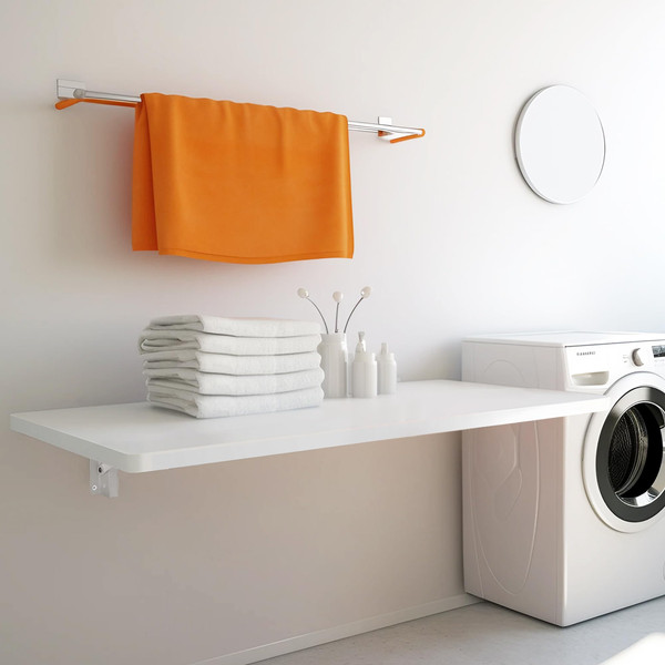 koretech Laundry Folding Table, 40'' x 20'' Wooden Wall Mount Desk, Laundry Table for Folding Clothes, White, 40'' Length