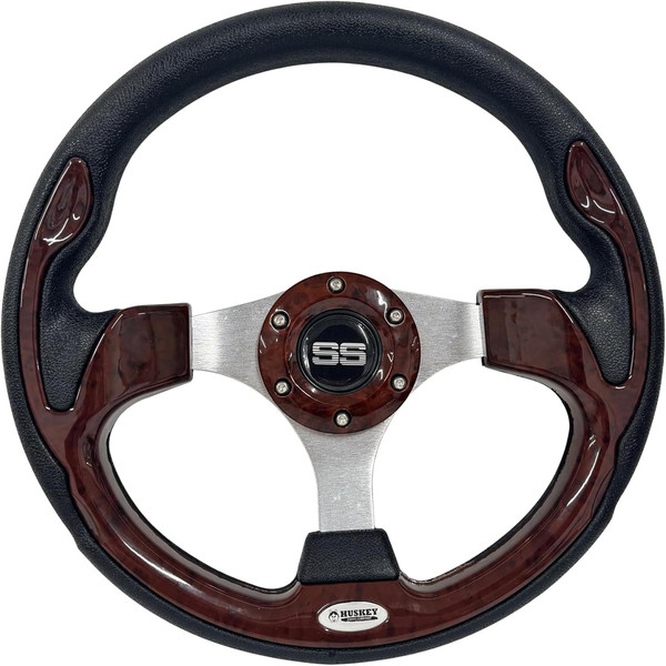 Huskey 12.5 Inch Vintage Wood Grain Golf Cart Steering Wheel Compatible with Club Car/EZGO/Yamaha,Classic SS Center Logo,Aluminum Spokes and Textured Anti-Slip Grip(Adapter Required andSoldSeparately) Huskey 12.5 Inch Vintage Wood Grain Golf Cart Steering Wheel Compatible with Club Car/EZGO/Yamaha,Classic SS Center Logo,Aluminum Spokes and Textured Anti-Slip Grip(Adapter Required andSoldSeparately)