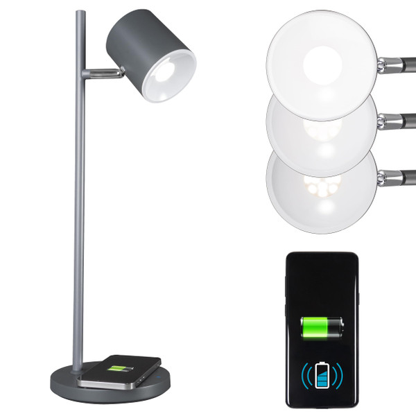 OttLite LED Desk Lamp with Wireless Charger, Good Housekeeping, Modern Book Light, Reading Light, Adjustable, Dimmable, Designed to Reduce Eyestrain, Great Desk Lamps for Home Office