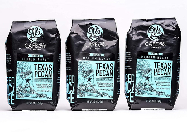 HEB Cafe Ole Ground Coffee 12oz Bag (Pack of 3) (Texas Pecan)