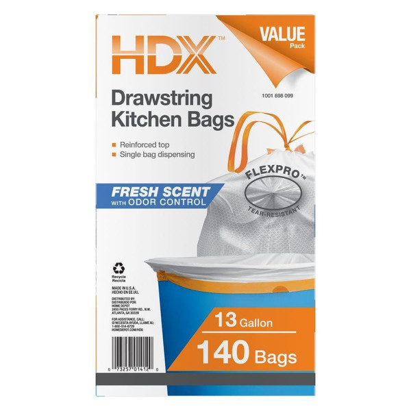 HDX 13 Gal. Flexpro Kitchen Bag with Fresh Scent (140-Count)