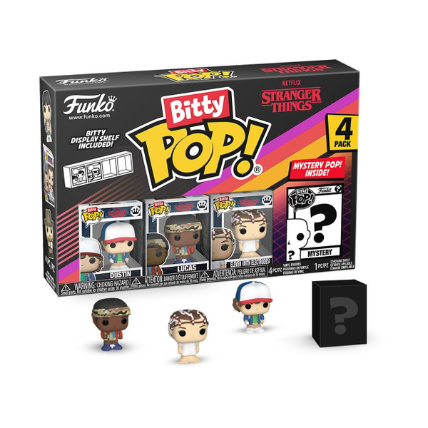 Funko Pop Bitty: Stranger Things - Dustin, Lucas, Eleven - (with Electrodes), and Mystery Chase Figure - (Style May Vary) and A Surprise Mystery Mini Figure - 0.9 Inch (2.2 Cm) Collectable