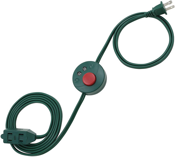 Clear Power 9 ft Indoor Extension Cord with Lighted Foot Switch, 3 Outlets, 2 Prong Polarized, 16/2 SPT-2, Green, Perfect for Homes, Kitchens, and Holiday Decorations, DCIC-0028-DC