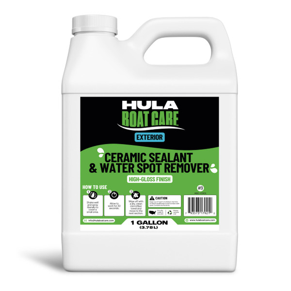 Hula Exterior Boat Water Spot Remover | Hard Water Spot Remover for Boats | Exterior Boat Cleaner with Ceramic Coating for Added Protection | High-Gloss Finish | Made in USA (1 Gallon)