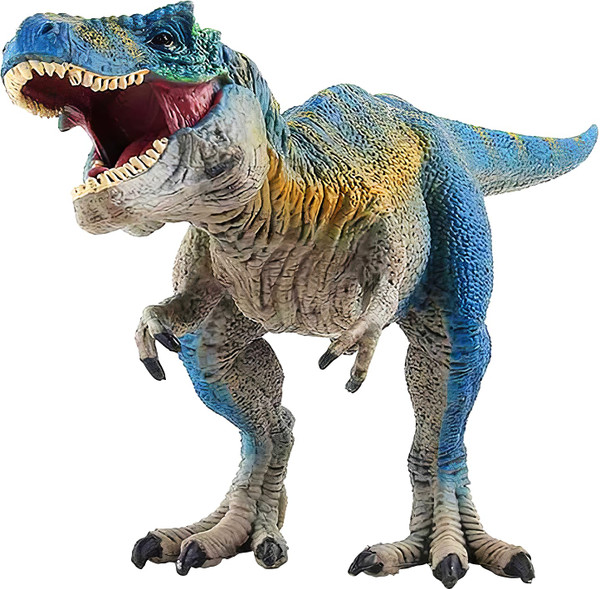 Realistic Tyrannosaurus Rex Toy - 11-inch Large Dinosaur Action Figure with Movable Jaw, STEM Learning Dinosaur Toys for Ages 4+ Boys & Girls, Blue T-Rex Gift for Kids & Collectors