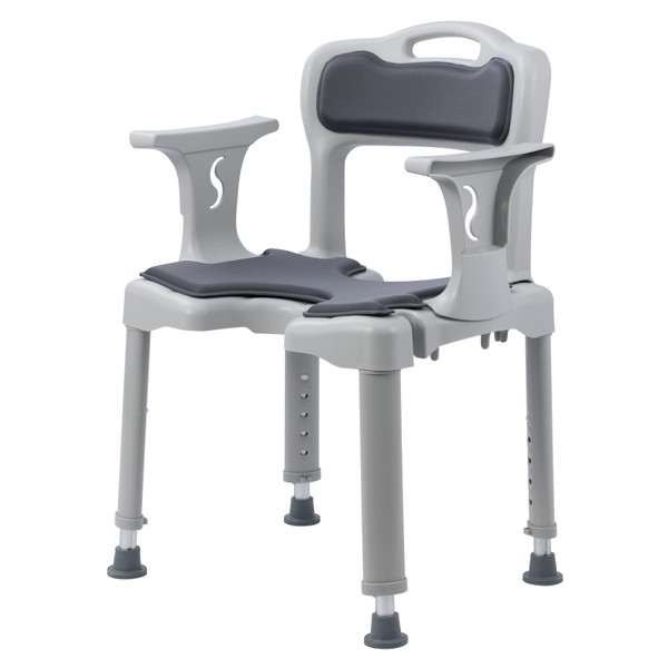XIAOSHUNER Bathroom Shower Chair for Inside Shower with Arms and Back,Height Adjustable Sturdy Shower Seat for Elderly, Adults, Handicap and Disabled,with Soft Cushion Seat, 300lbs,Grey