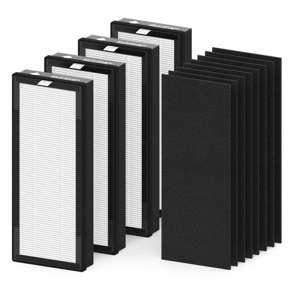 4 Pack 8000 Elite Pro Replacement filter Compatible with VEVA Air Purifier Pro Elite 8000 Series, 4 Filters & 8 Carbon Pre Filters