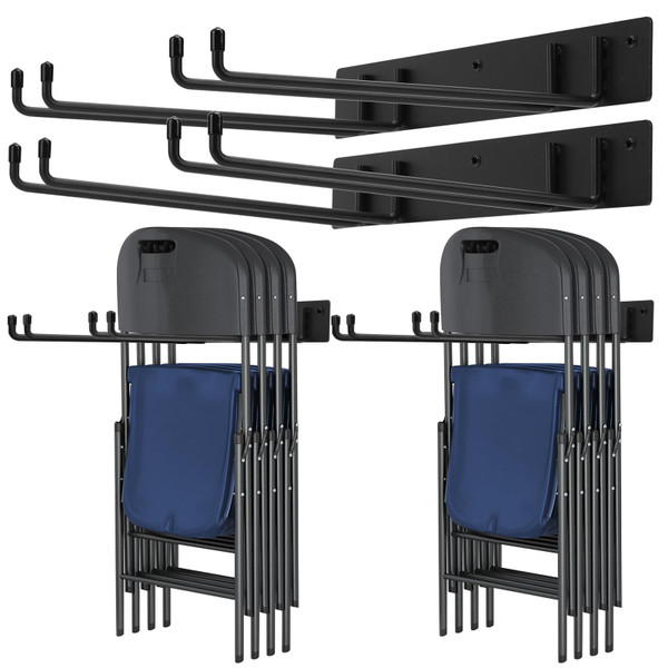 Neiteli Folding Chair Rack,Metal Folding Chair Storage Rack - 2-Pack,Heavy Duty Design,Garage Organization & Foldable Chair Hanger
