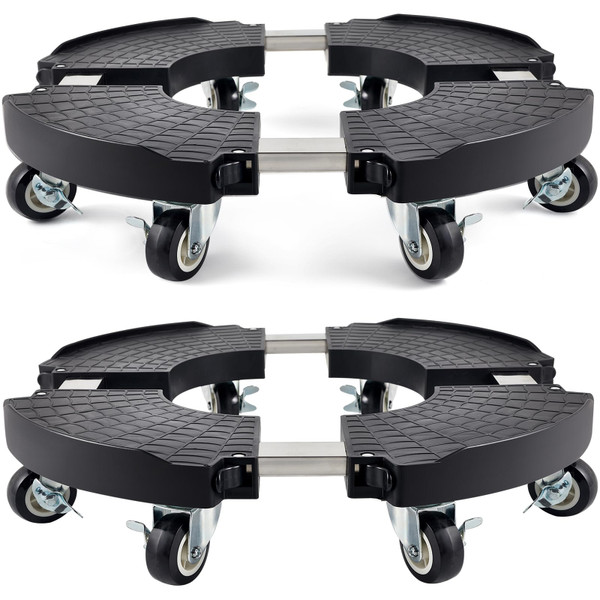 TreeGun 2 Pack Plant Caddy with Wheels Heavy Duty with 8 Lockable Casters, Rolling Plant Stand Adjustable for 8inch-22inch Outdoor Indoor Large Plant, Plant Stand with Wheels 500lbs Capacity