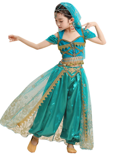 TLMNU Belly Dance Costume for Girls Princess Kids Dress Up Outfit Party Supplies Tag-150 Blue TLMNU Belly Dance Costume for Girls Princess Kids Dress Up Outfit Party Supplies Tag-150 Blue