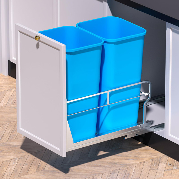 Insputer Dual Pull Out Trash Can Under Cabinet with Soft-Close Slides, Heavy Duty Under Sink Trash Can Kit for Kitchen Sink, Laundry, Garbage Can Not Included, Requires 17" W X 24" D Cabinets Insputer Dual Pull Out Trash Can Under Cabinet with Soft-Close Slides, Heavy Duty Under Sink Trash Can Kit for Kitchen Sink, Laundry, Garbage Can Not Included, Requires 17" W X 24" D Cabinets