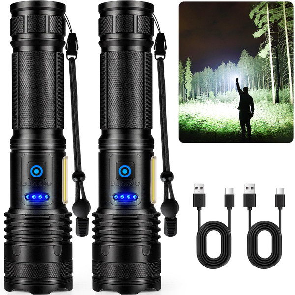 Alicegirl Rechargeable Flashlights High Lumens, 99000LM Super Bright Flashlight, Adjustable Powerful Flash Light with 8 Modes & COB Light, Waterproof Handheld Flashlight for Home Camping