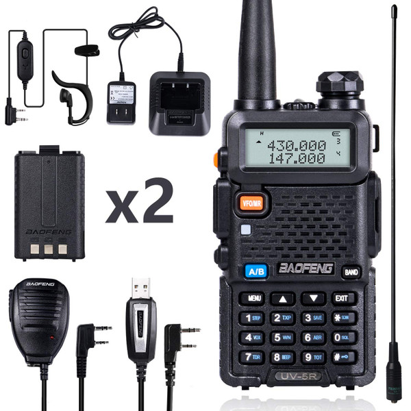 BaoFeng UV-5R 8 Watt Ham Radio BaoFeng Radio with Extra 1800mAh Battery and 771 Antenna Dual Band Ham Radio Handheld Includes Full Kit Walkie Talkie