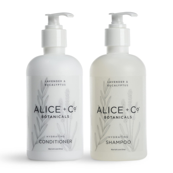 Alice + Co. Shampoo & Conditioner | Lavender & Eucalyptus | Fairfield by Marriott | Hotel Bath Amenities | 8.5 oz Bottles | Hair Care Set