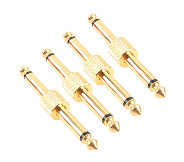 Devinal Professional Guitar Pedal Coupler, 1/4 inch TS Guitar Effects Pedal Connector Straight Type, Gold Planted (4 Pack)