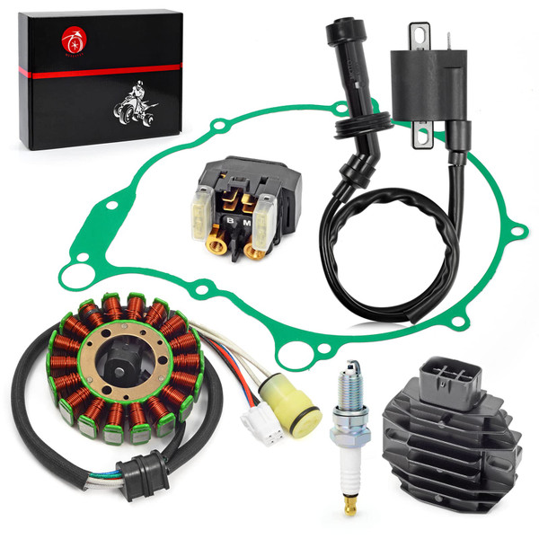 Stator & STARTER RELAY Ignition Coil RECTIFIER Cover Gasket Compatible with Yamaha Raptor 660 660R 2001 2002 2003 2004 2005 5LP-81410-02-00