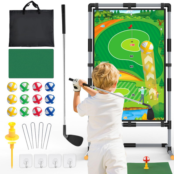 Golf Chipping Game Set – Double-Sided Mat with Stand, Fun Practice Game for Kids & Adults, Indoor & Outdoor Use