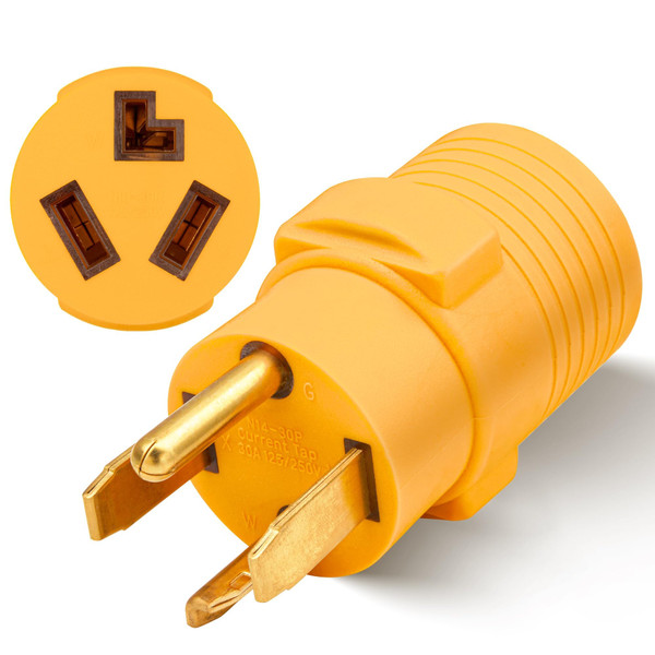 MECMO 3 Prong to 4 Prong Dryer Adapter, NEMA 14-30P Male to 10-30R Female, 4-Prong New Dryer Plug to 3-Prong Old Dryer Receptacle for Old Non-grounding Electric Dryer with New Dryer Wall Outlet House