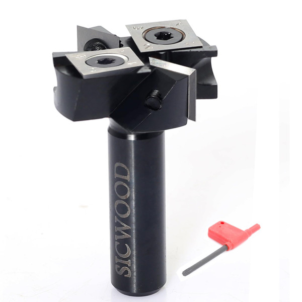 SICWOOD Slab Flattening Router Bit - 1/2 Shank, 1-1/2' Cutting Dia, 2+2 Knife Design, Mini CNC Spoilboard Surfacing Bit, Perfect for Planing&Rabbeting, Flycutter, Slab Leveler