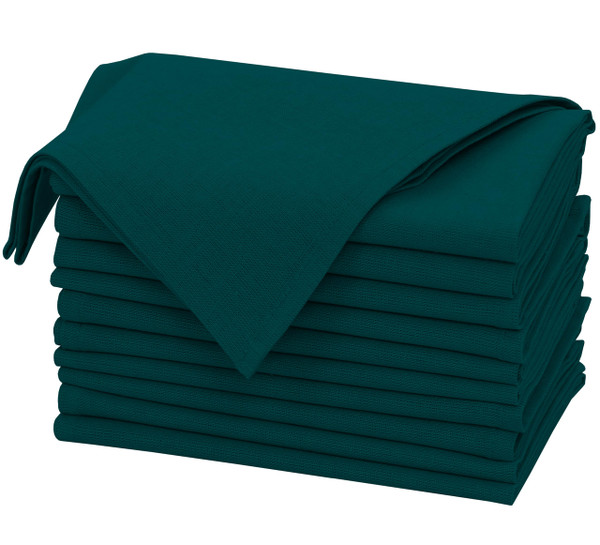 Ruvanti Linen Napkins Set of 12, 18x18 Cloth Napkins, Cotton Linen Blend Napkins Cloth Washable, Soft, Reusable Dinner Napkins for Wedding, Parties, Christmas, Thanksgiving, Everyday Use - Teal