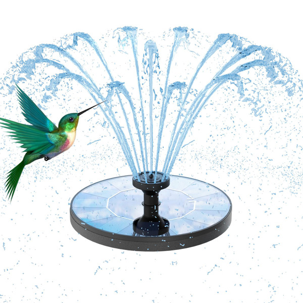 AMZtime Solar Water Fountain, Upgraded Solar Bird Bath Fountains with 6 Nozzles, Free Standing Floating Solar Powered Water Fountain Pump for Bird Bath, Garden, Pond, Pool and Outdoor