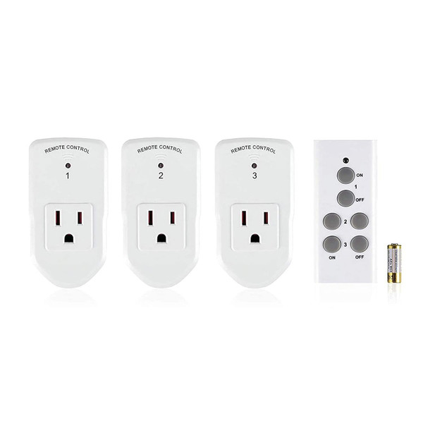 BN-LINK Wireless Remote Control Outlet Electrical Switch for Lights, Fans, Christmas Lights, Small Appliance, 100ft Long Range White (Learning Code, 5Rx-2Tx) 1200W/10A, ETL & FCC Certified-1766467988
