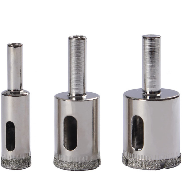Drilax Diamond Drill Bit Set | 3-Piece Hole Saw Kit (1/2", 3/4", 1") for Glass, Ceramic, Porcelain, Tile & Granite | Standard 3/8" Shank, 1-1/8" Depth | Precision Drilling for RO Faucets, Home, Crafts