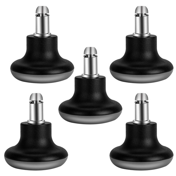uvce Bell Glides Replacement Office Chair Feet Swivel Caster Wheels to Fixed Stationary Castors, Short Profile with Separate Self Adhesive Felt Pads Black 5pcs