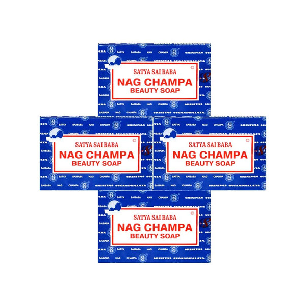 Satya Nag Champa: Sai Baba Natural Soap, Large, 150 g, 5 oz, 4 Piece