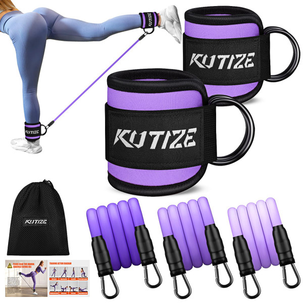 KUTIZE Ankle Resistance Bands with Cuffs & Training Guide, Women's Leg/Butt Workout Equipment for Home Fitness, Hip Thrust Exercise Bands