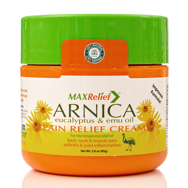 MaxRelief Arnica Montana Pain Cream - Advanced Formula for Deep Relief - Soothe Knee, Joint & Muscle Pain - Reduce Swelling, Joint Inflammation Fibromyalgia & Plantar Fasciitis Relief - Emu Oil 3.5 oz MaxRelief Arnica Montana Pain Cream - Advanced Formula for Deep Relief - Soothe Knee, Joint & Muscle Pain - Reduce Swelling, Joint Inflammation Fibromyalgia & Plantar Fasciitis Relief - Emu Oil 3.5 oz