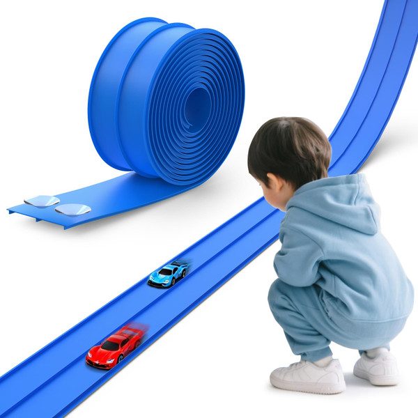 Flexible Race Track Toys for Wheels 1:64,15 Ft Flex Race Car Ramp Track with Suction Cups - Portable DIY Racetrack Compatible with Diecast 1/64th Cars Model for Boys and Girls Ages 3+