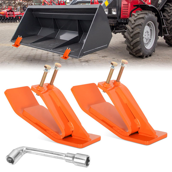 UTVJATV 2PCS Tractor Bucket Protector Skid Edge Anti-Skid Protector with Double Lock Nuts and Bolts Ski Edge Protector for Snow Leaves Removal, Spreading Gravel (Orange)