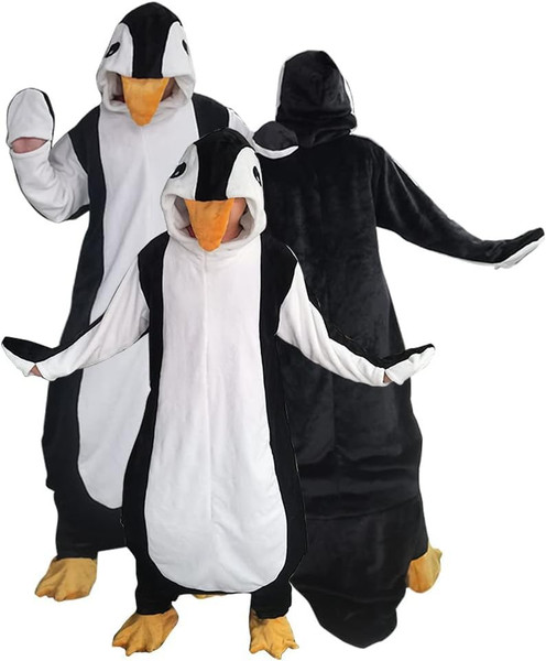 Wearable Penguin Blanket Hoodie Sleeping Bags for Adults Women Men Super Soft Warm Cozy Flannel Fleece Blanket Penguin Gifts(M,Suitable Height 4'5"-4'11")