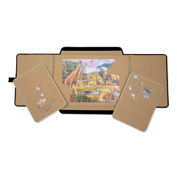 Bits and Pieces Portapuzzle Portable Puzzle Board 1000 Pieces - Compact Lightweight Foldable Portable Puzzle Mat with Removable Sorting Areas - 22.5 Inch x 31.5 Inch