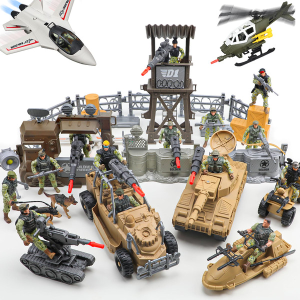 Covsen Army Men Action Figures Playset - 70+ PCS Realistic Army Toys - Military Soldiers Action Figures Playset with Helicopter, Fighter, Drones, Tank, &Accessories- Birthday, for Boys