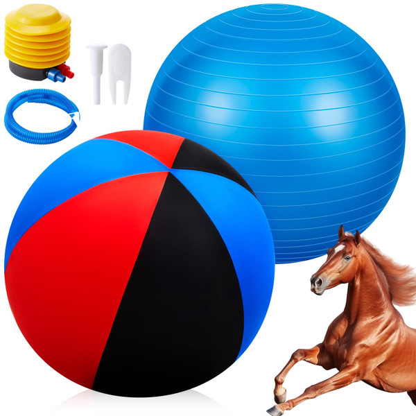 VercanMonth Giant Herding Ball with Ball Cover Anti Burst Please Watch VCR for How to Inflation Horse Toys for Horses Entertainment Play, Pump Included(Cute,48 Inch,Blue)